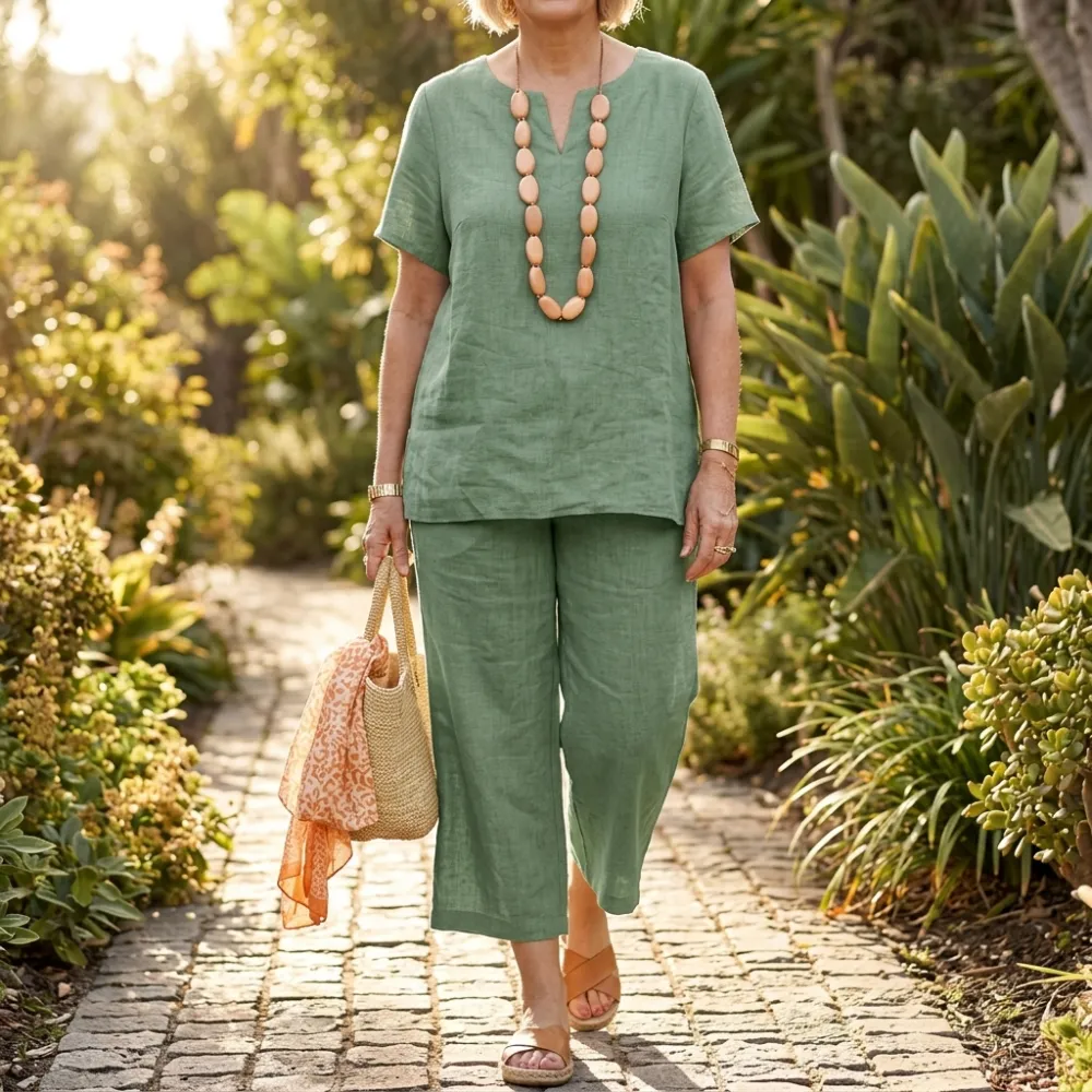 V Neck Top Pants Set