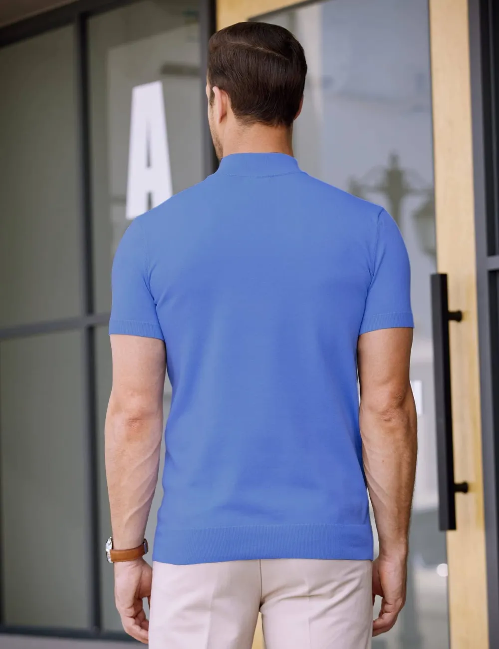 Turtleneck Basic Slim Fit Knitted Short Sleeve Shirt Sweater
