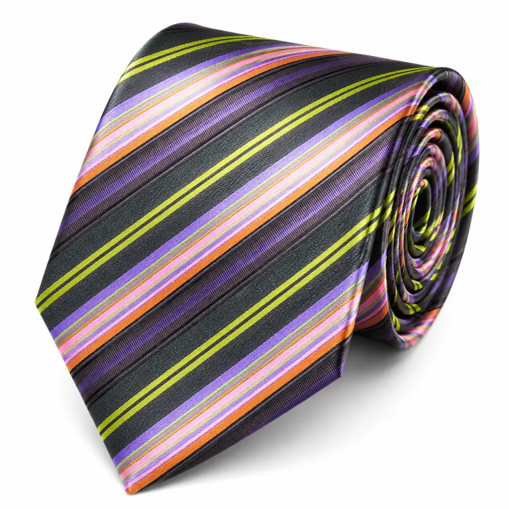 Smart Striped Men's Necktie With Pocket Square