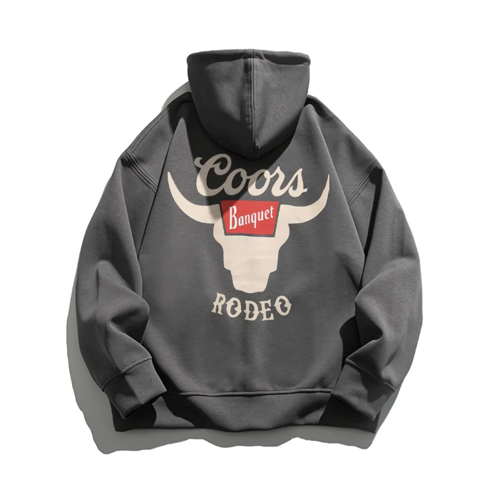 Bull Motif Black Hoodie With Casual Street Style