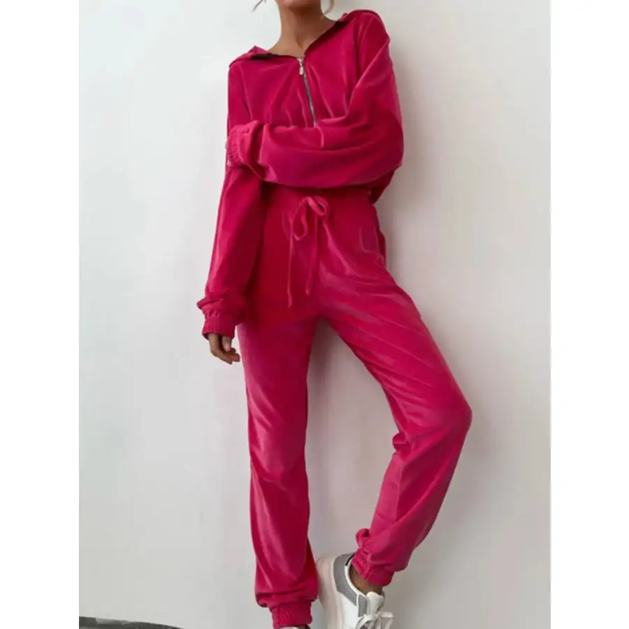 Zip Up Long Sleeve Top and Pants Set