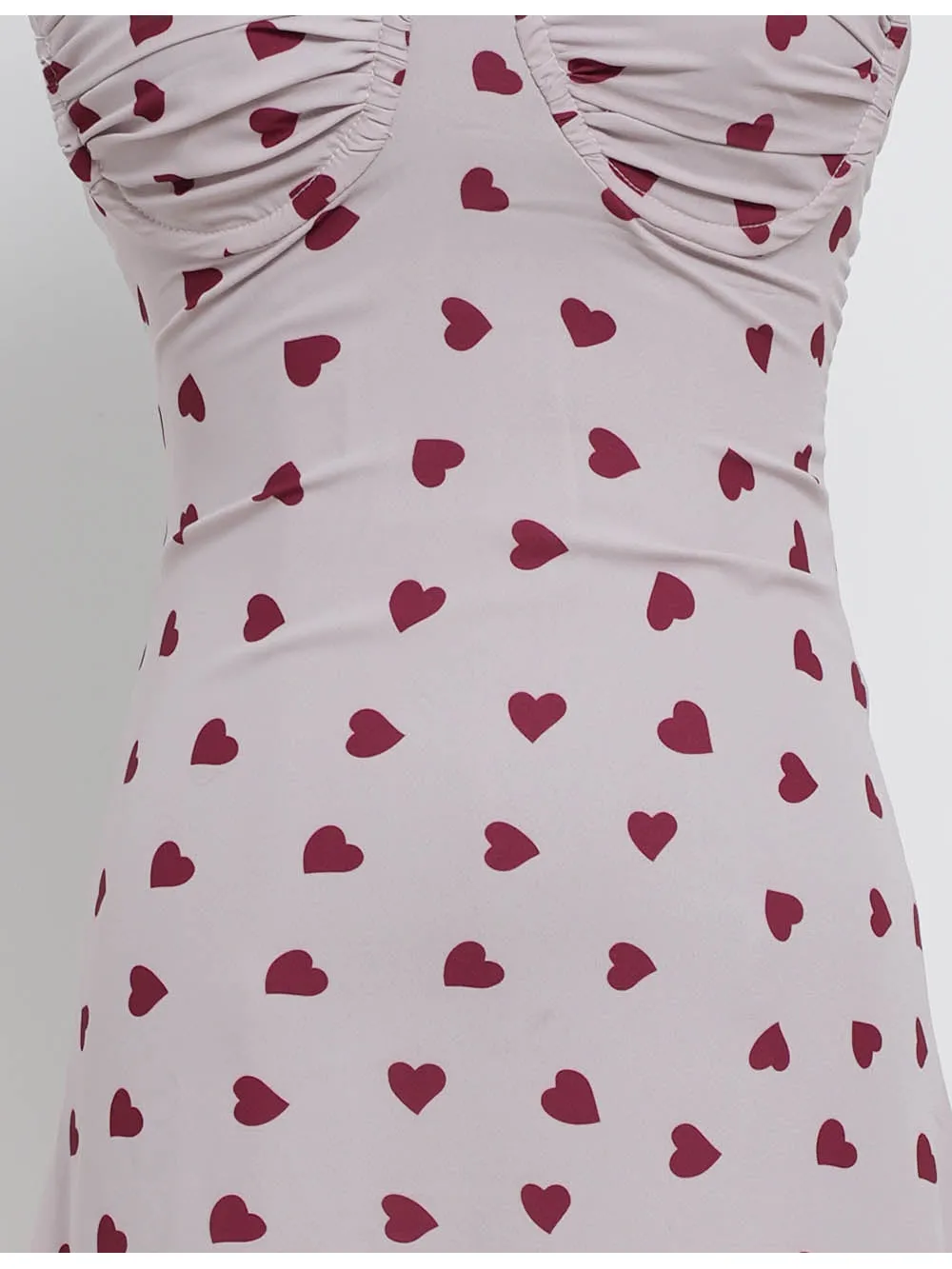 Valentine Heart Lace Trim Neck Cami Midi Dress