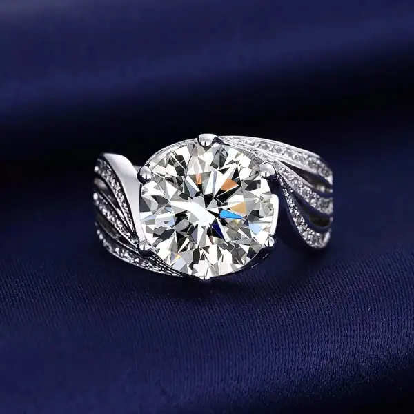 Tailored Ring with Sterling Silver Moissanite