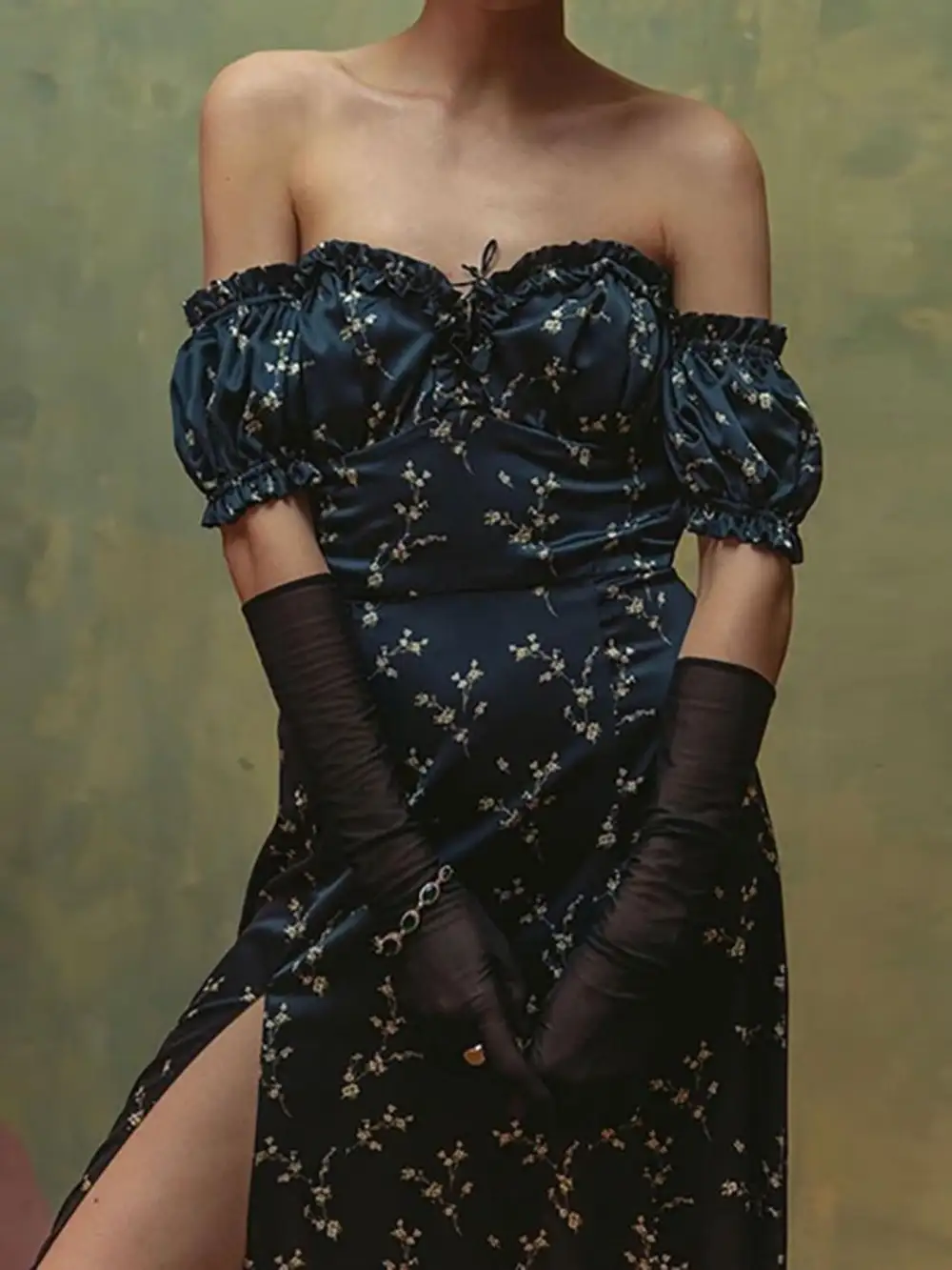 Floral Printed Slit Dress Casual