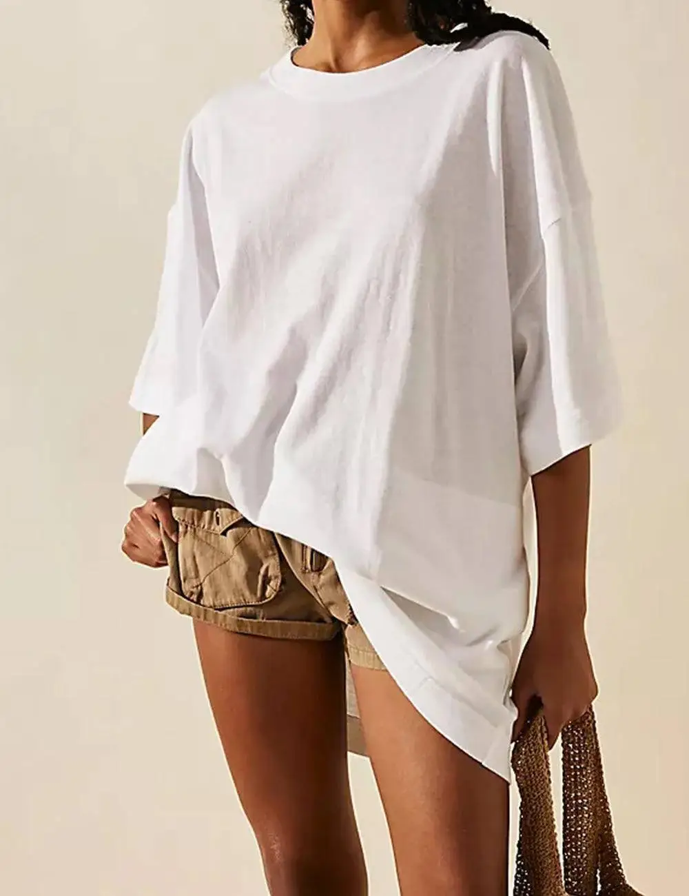 Soild Color Angled Pocket T-shirt Mini Dress Box T-shirt