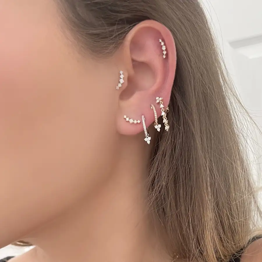 Polished Bold Gem Detail Stud Earrings