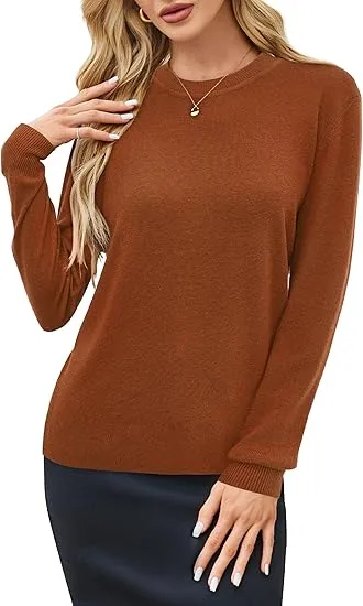 🍂 Women’s Wool Blend Classic Crew Neck Sweater – Timeless Warmth, Effortless Style