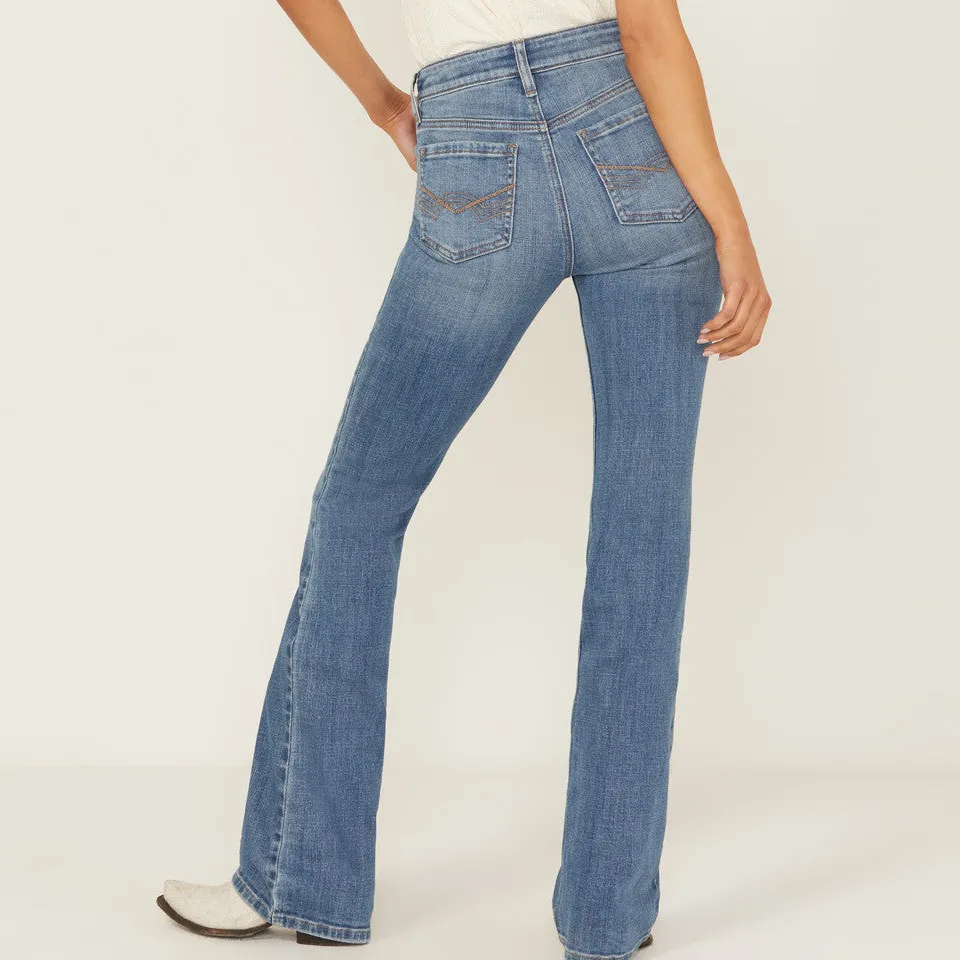High Rise Bootcut Stretch Denim Rhinestone Jeans