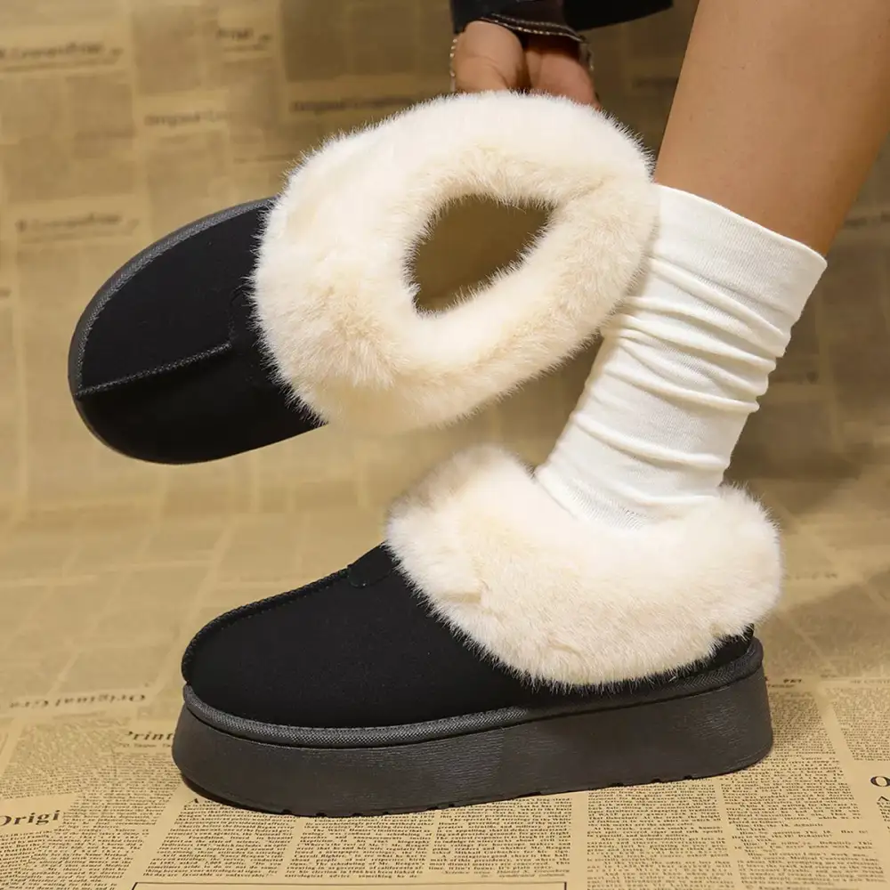 Fuzzy Platform Ankle Boots