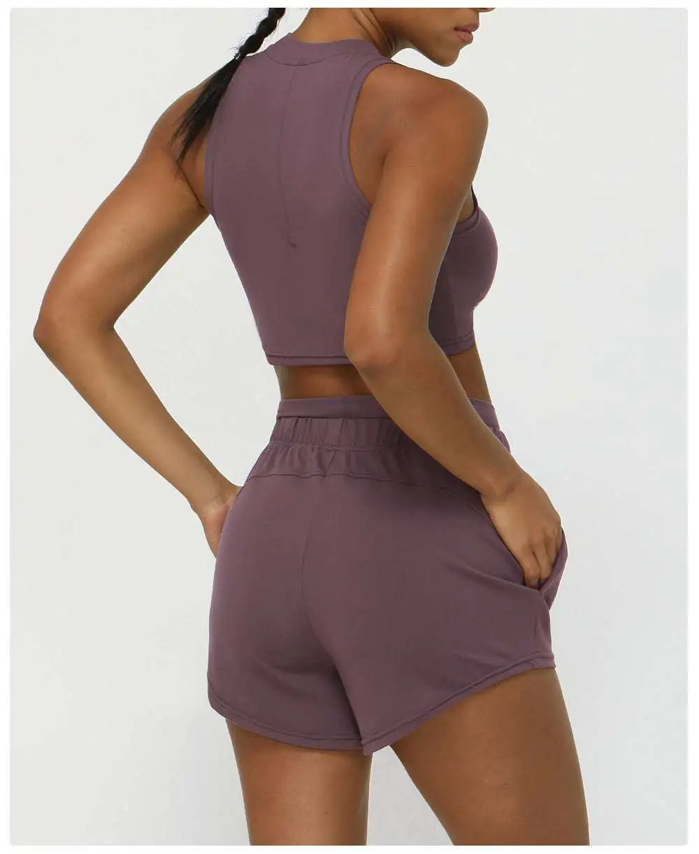 Quick-Dry Sleeveless Bra, Vest and Shorts Active Set