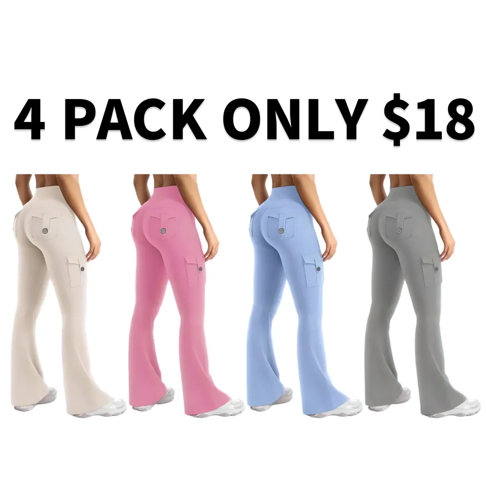 Women's High Waisted Scrunch Flare Yoga Leggings with Pockets