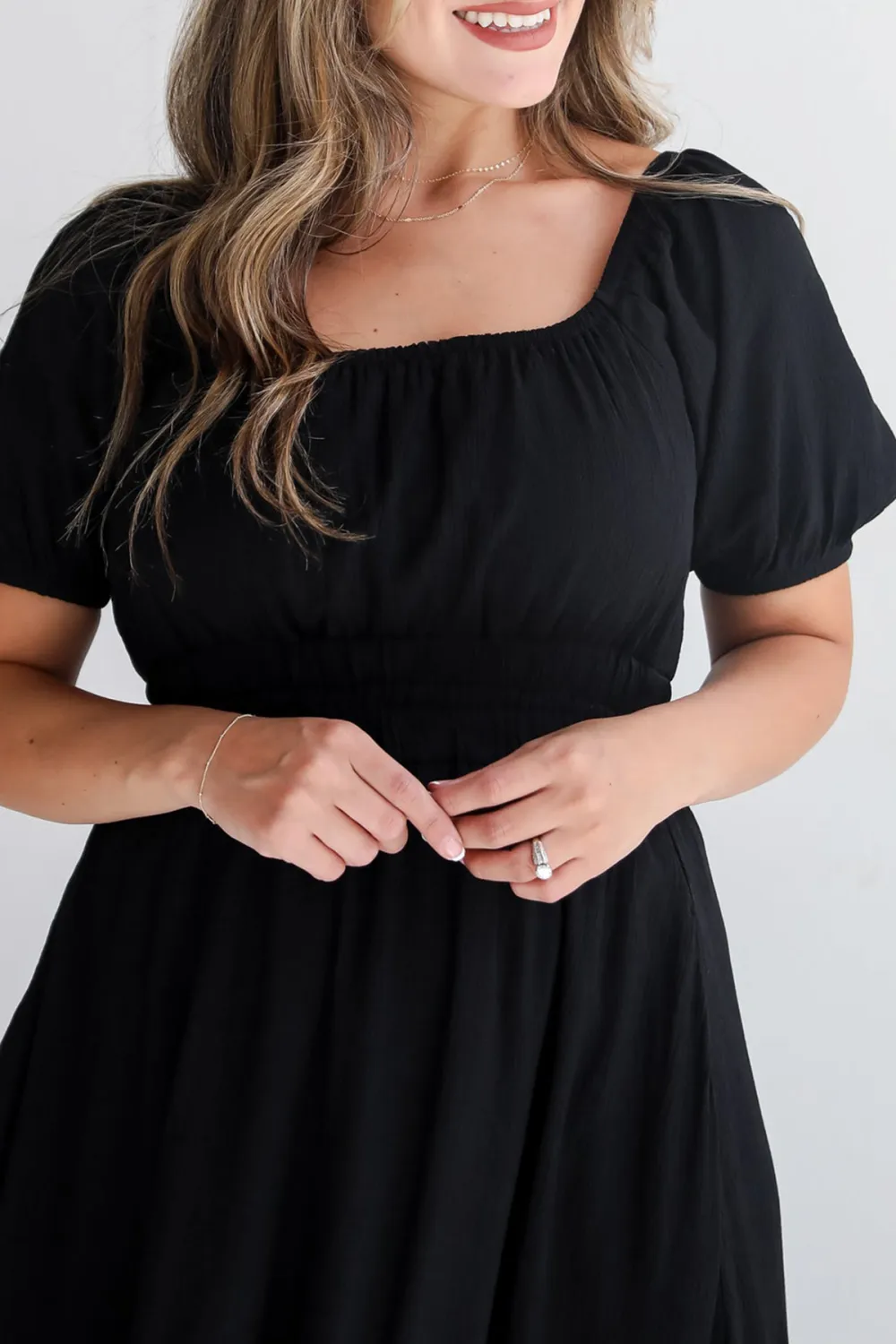 Black Square Collar Maxi Dress