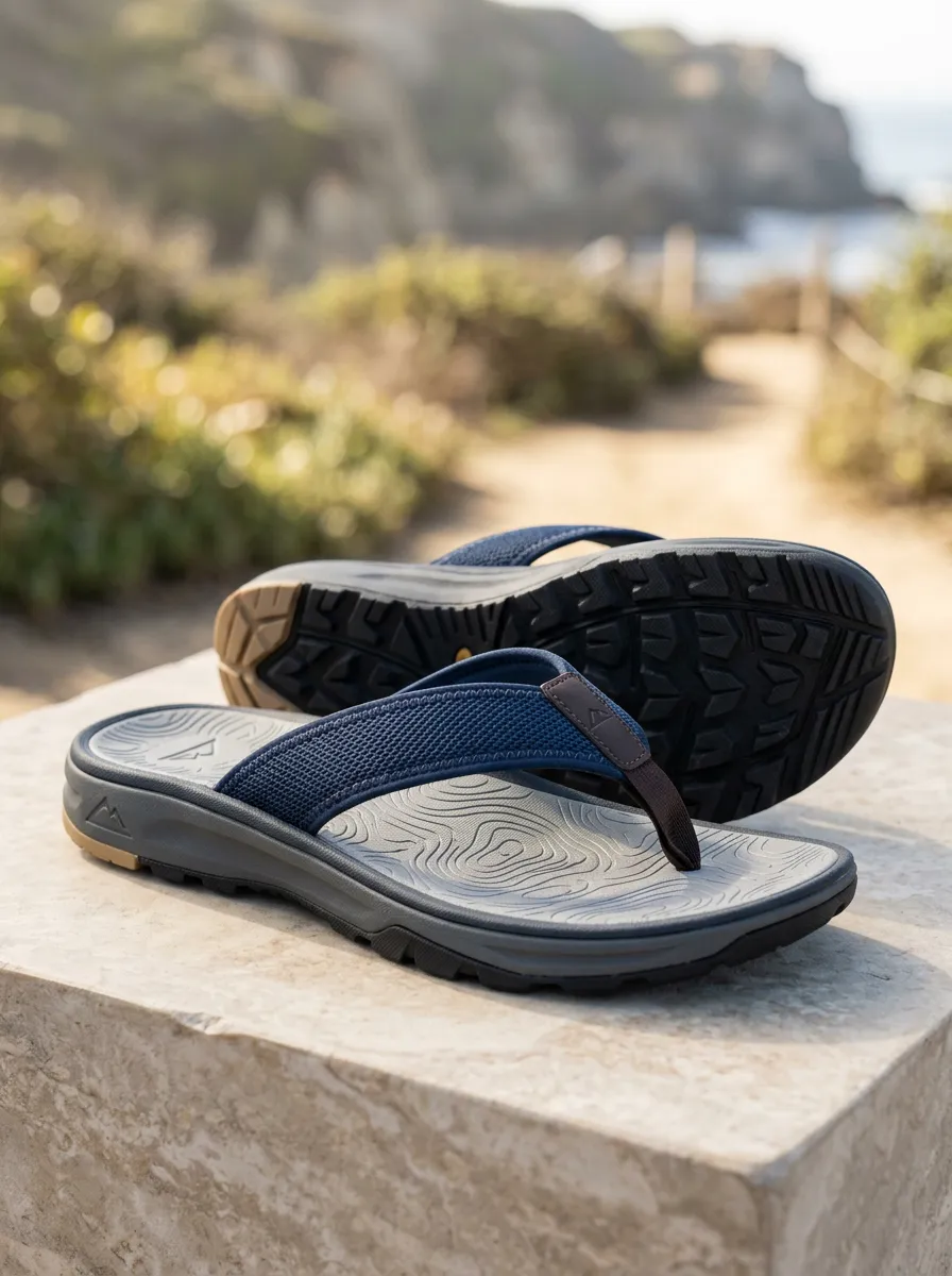Classic Topographic Men's Casual Flip Flops