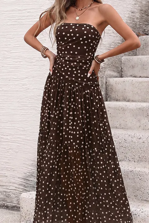 Dot Print Bandeau Resort Maxi Dress
