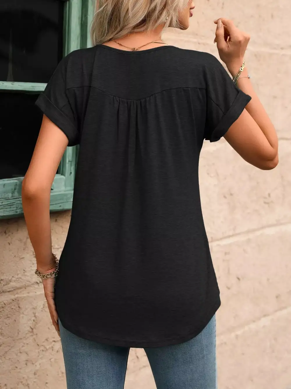 Casual Button Detail Henley T Shirt