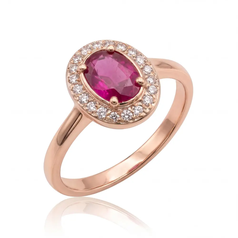 Simulated Ruby Oval Halo Ring