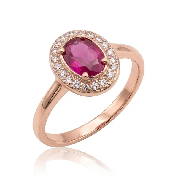 Simulated Ruby Oval Halo Ring