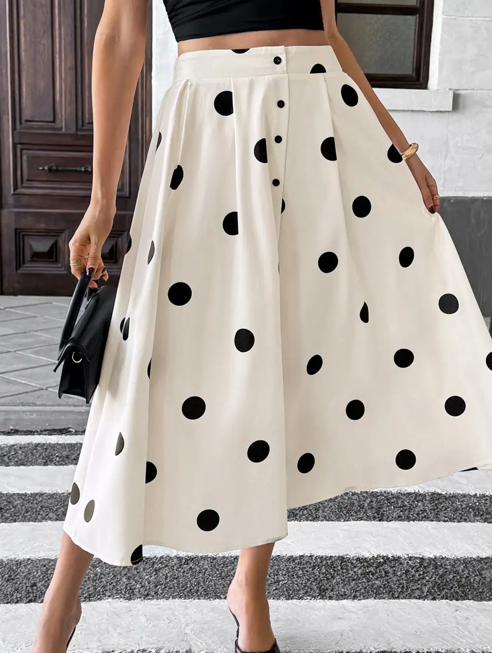 Polka Dot High Waist Maxi Skirt