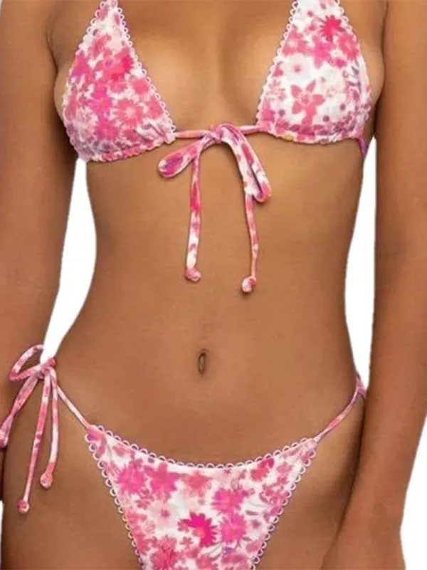 Split Floral High End Bikini Swim Set