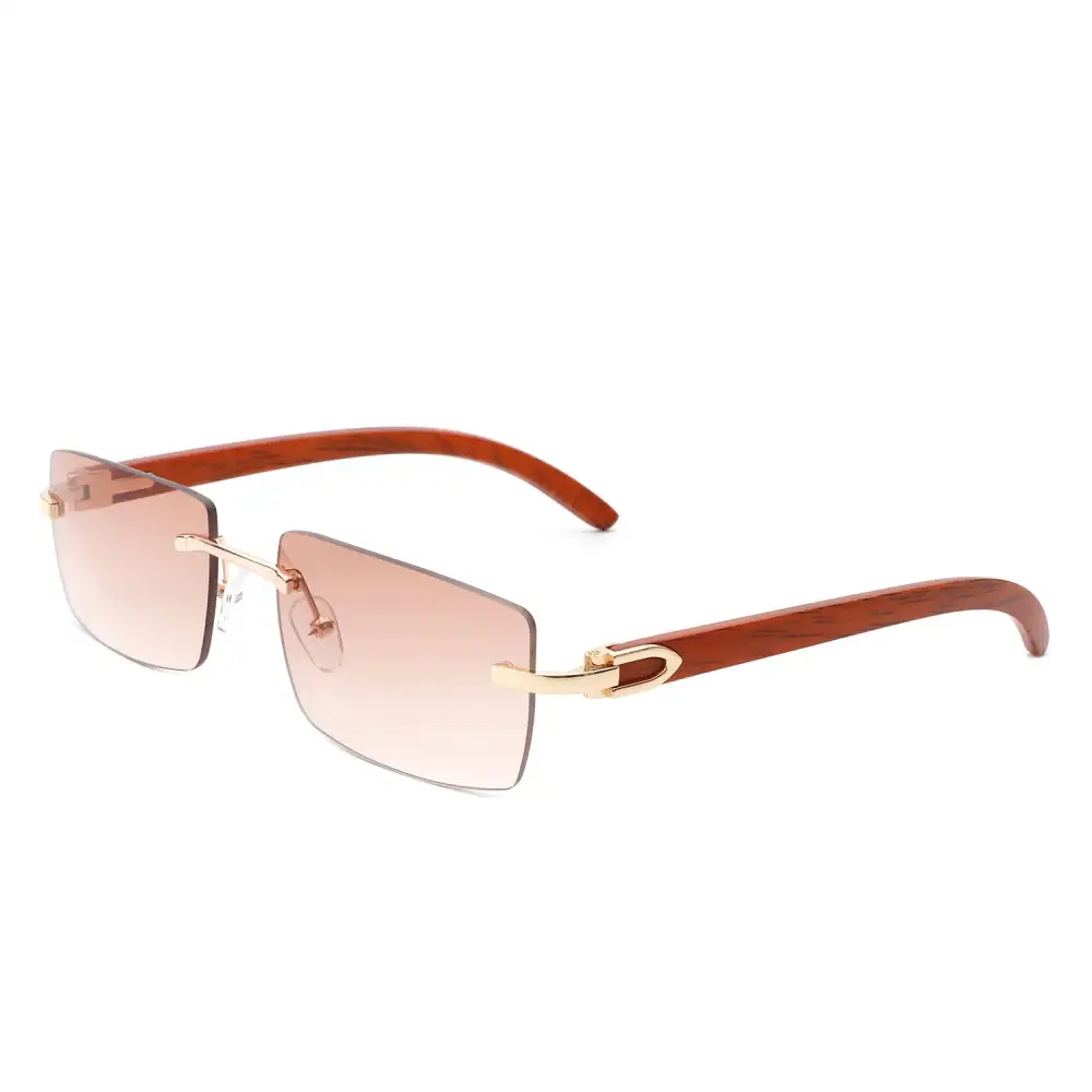 Rectangle Rimless Frame Sunglasses