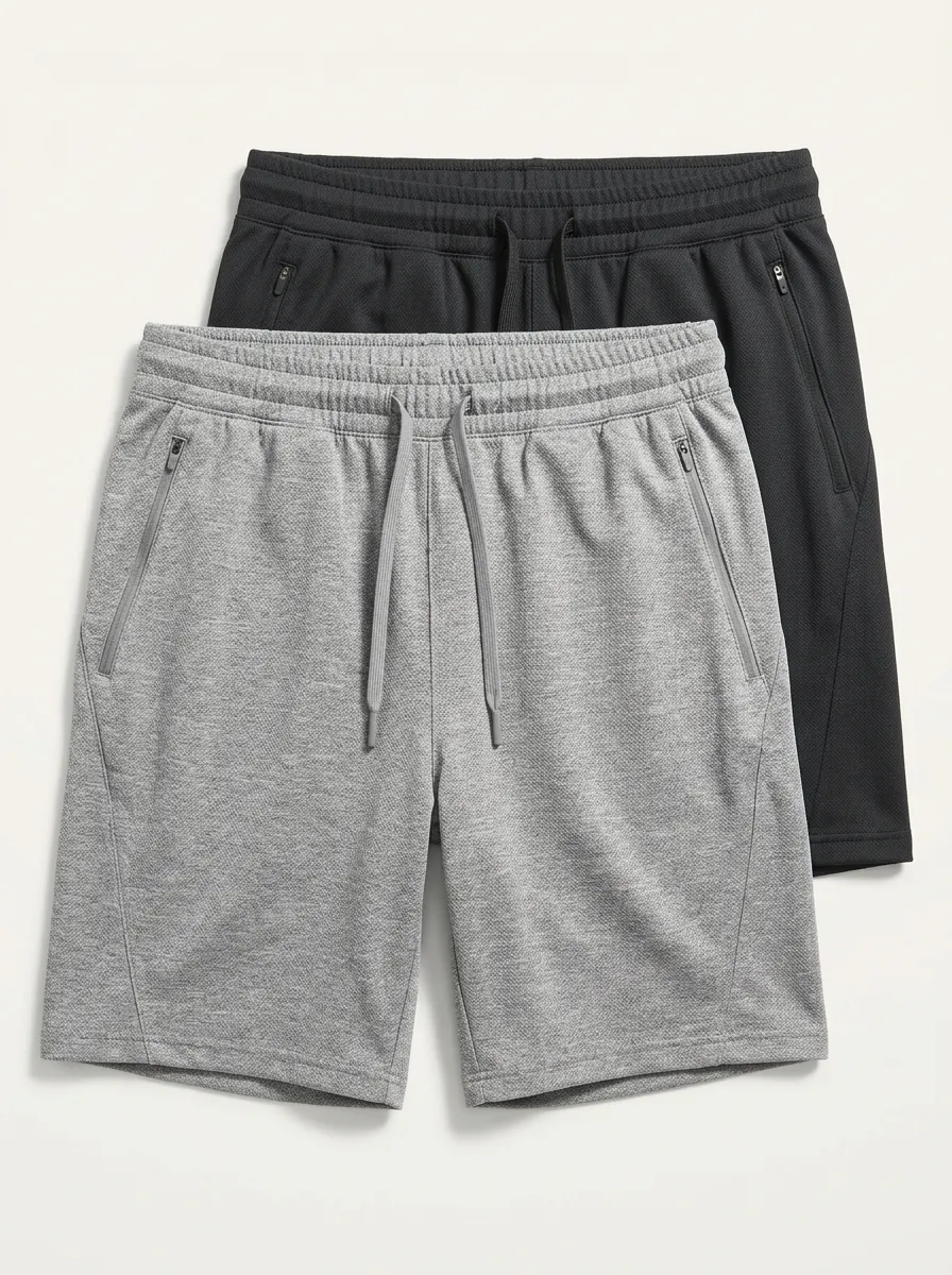 Zipper-Pocket Gym Athletic Two-Pack Athletic Shorts