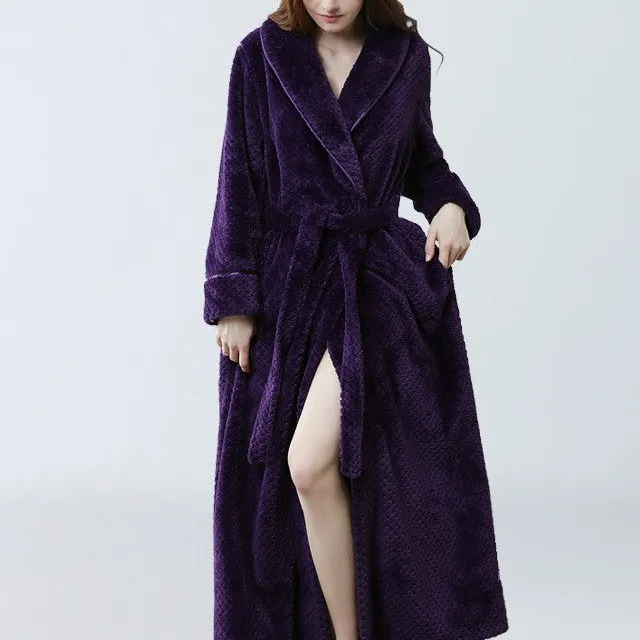 Long Sleeve Soft Flannel Bathrobe