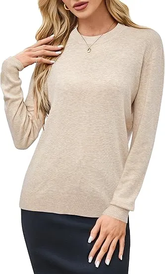 🍂 Women’s Wool Blend Classic Crew Neck Sweater – Timeless Warmth, Effortless Style