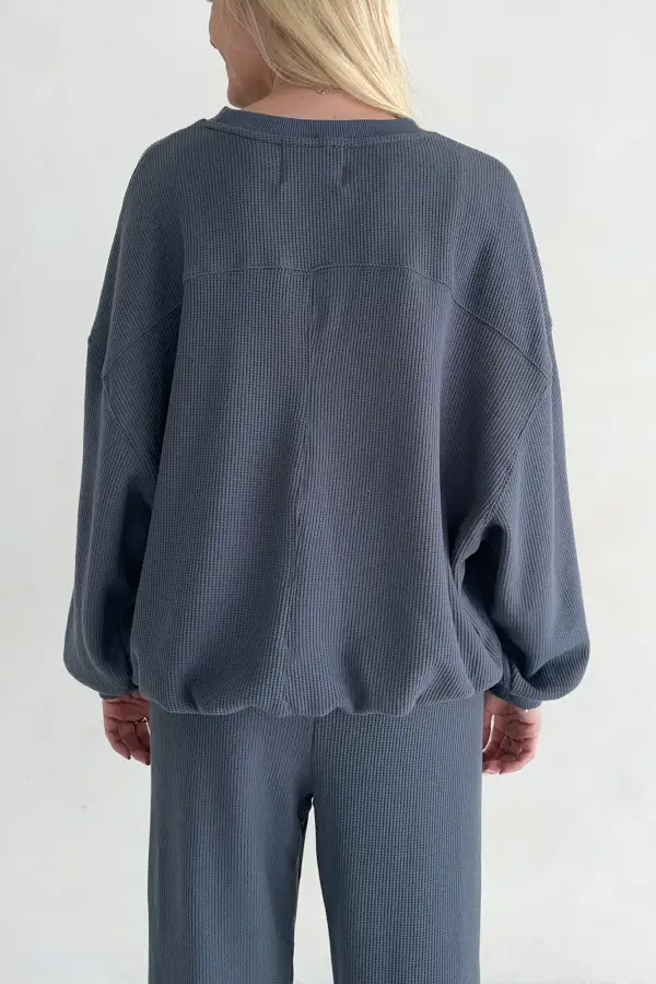 Minimal Waffle Knit Sweatshirt