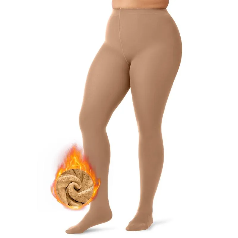 🔥Last Day 80% Off-Women Fleece Lined Leggings Sheer Fake Translucent Pantyhose Thermal High Waisted Footed Opaque Tights