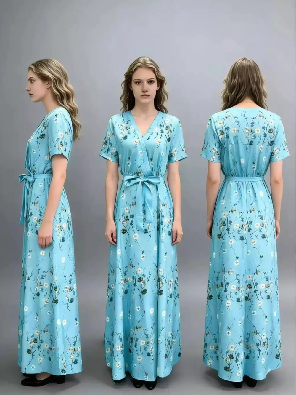 Floral Printed Wrap Maxi Dress