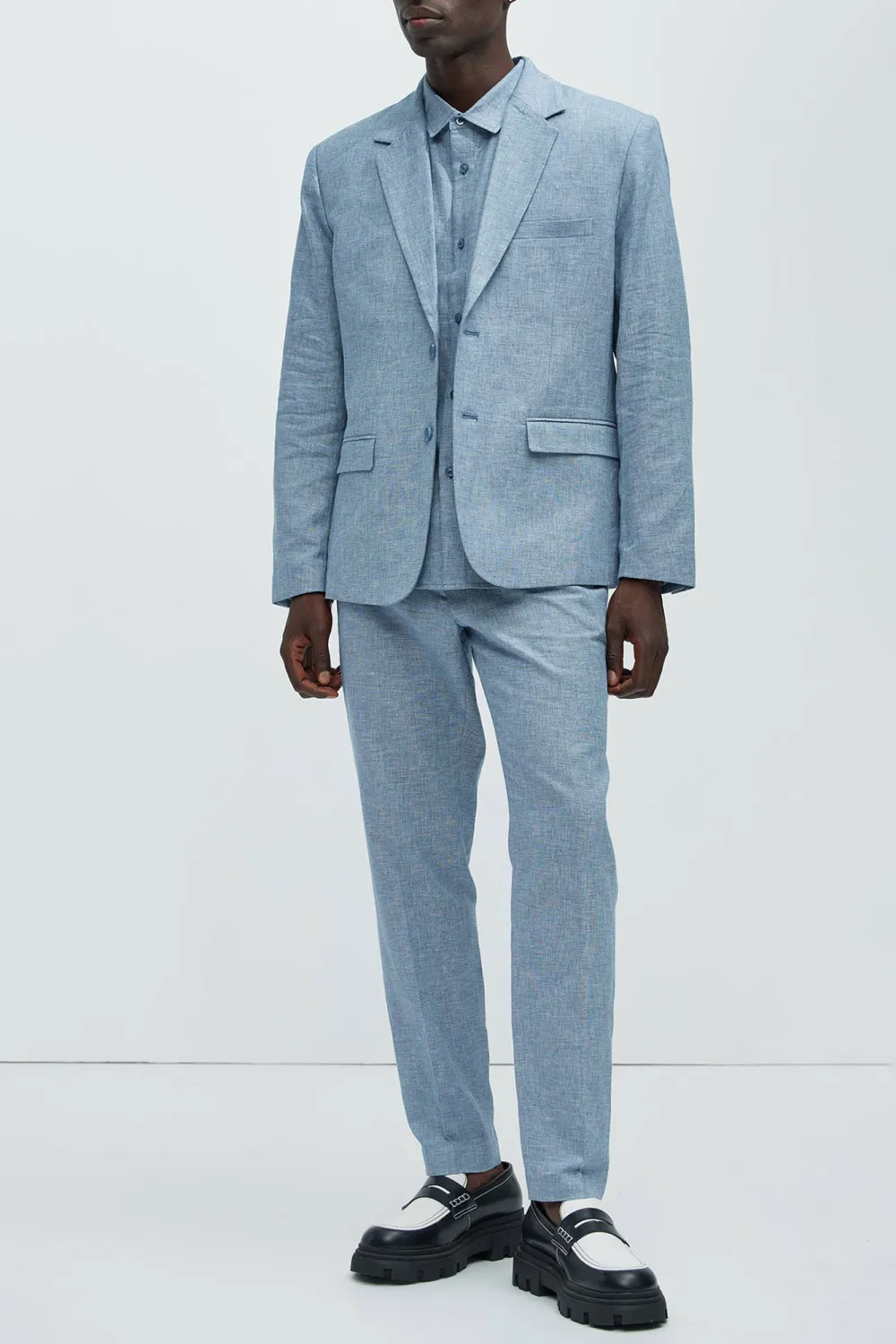Linen Suit Jacket - Blue