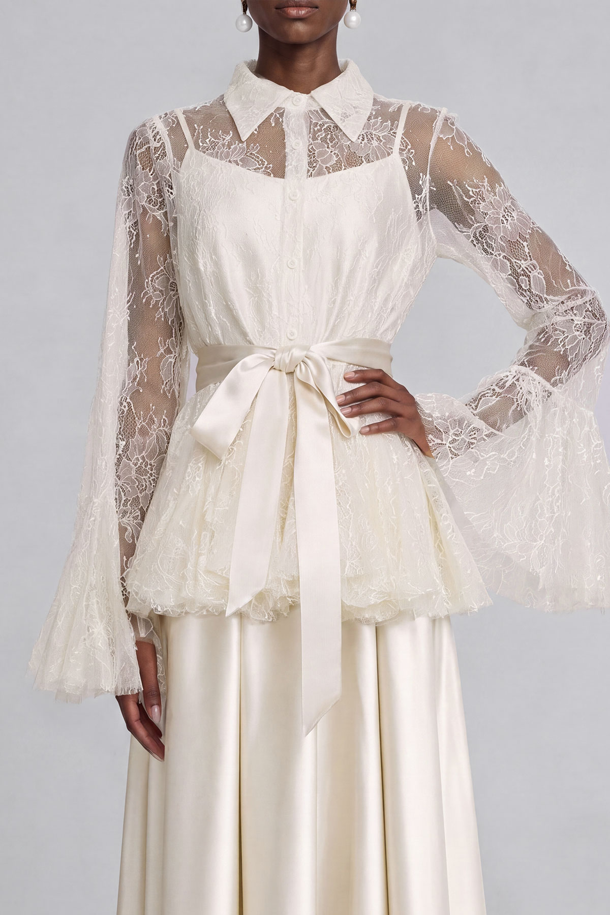 Ruffle Lace Matching Skirt Set