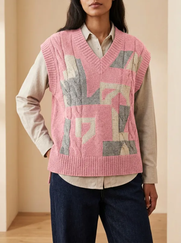 Geometric Cable Sweater Vest