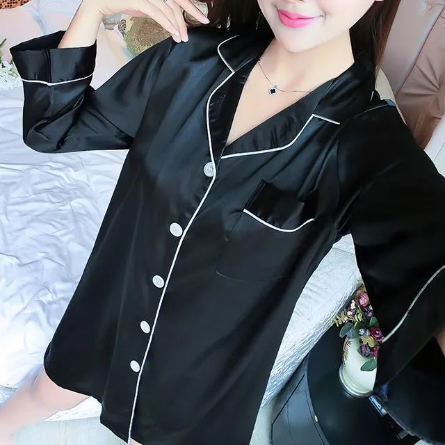 Silky Button Up Sleep Shirt