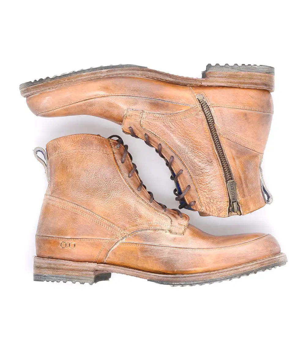 Apron-Toe Lace-Up Ankle Boots