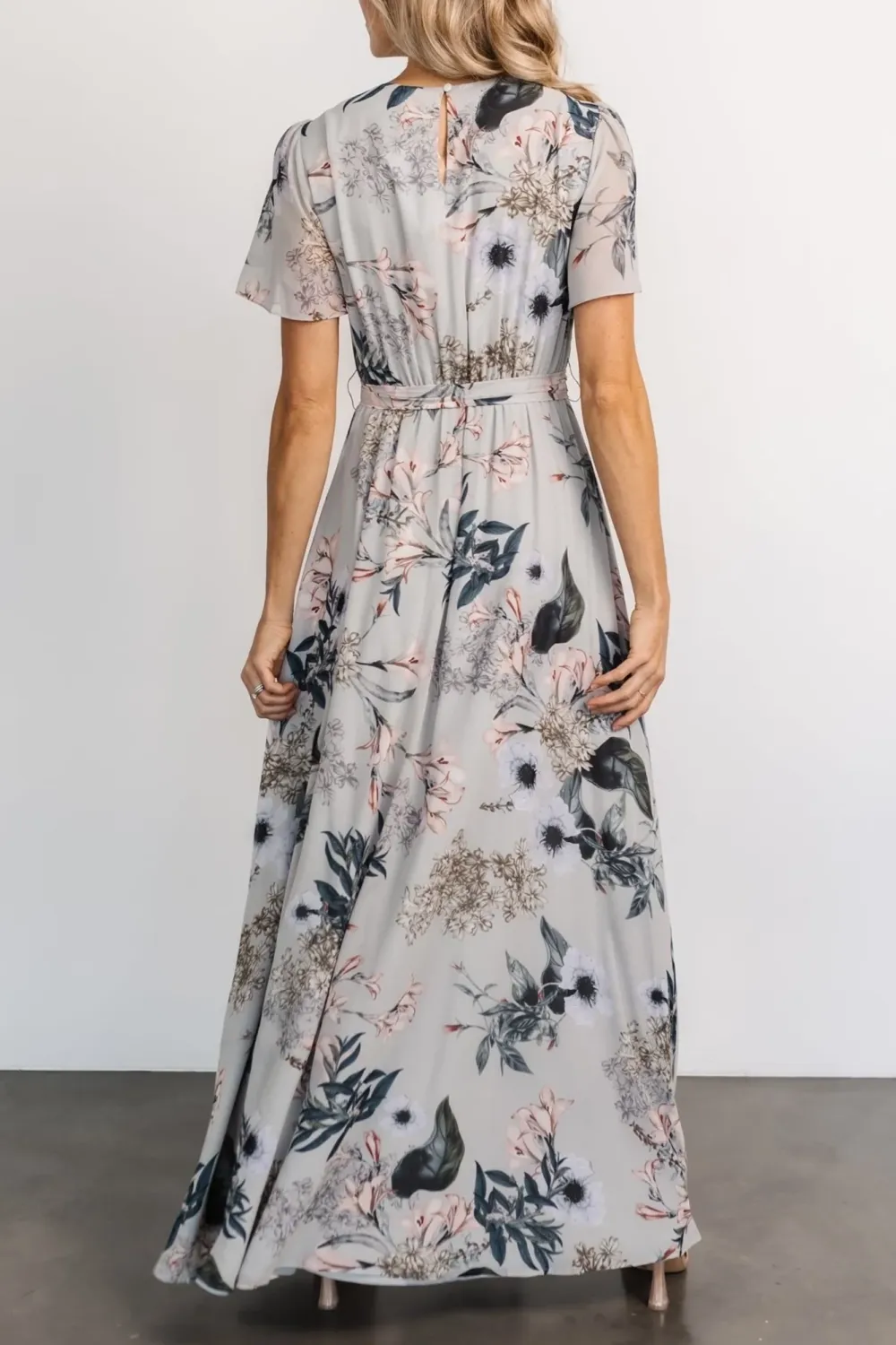 High-Waisted Versatile Slimming Round-Neck Floral Pattern Dress