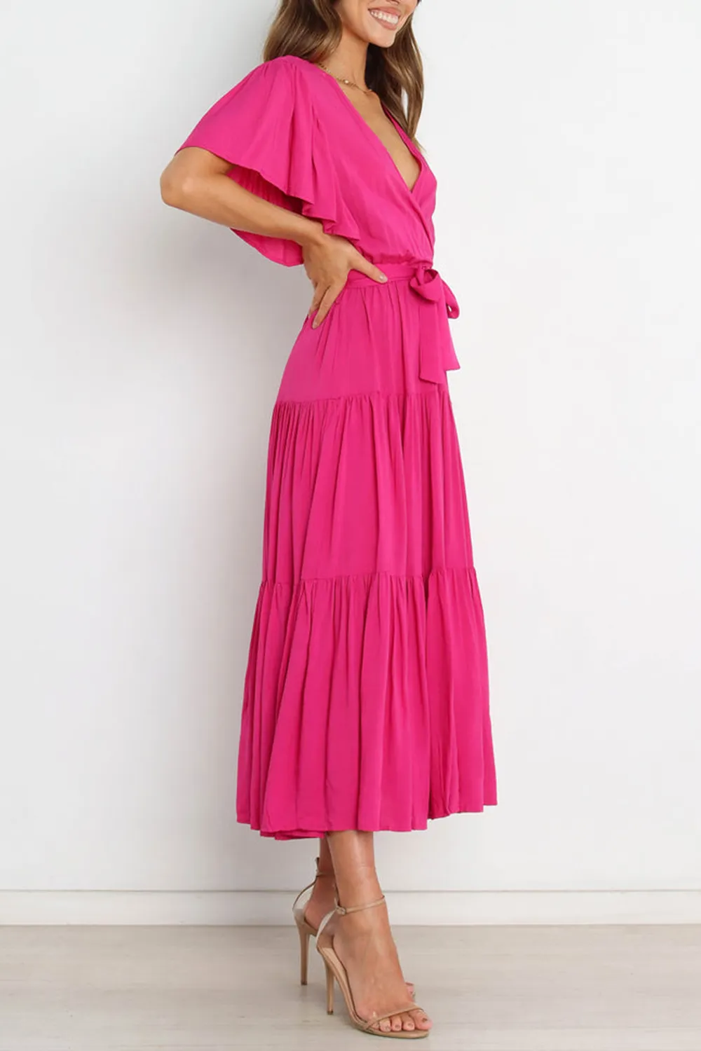 COLORFUL DRESS WITH TIE BOW