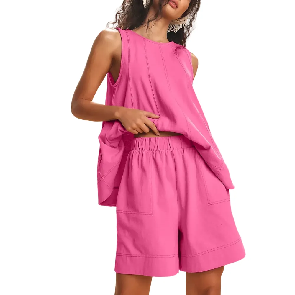 Women's 2 Piece Outfits Sleeveles Summer Matching Sets