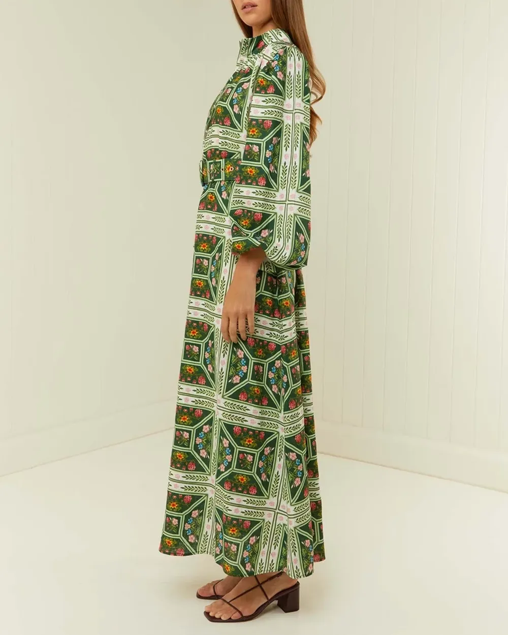 Linen Stand-Up Collar Dress