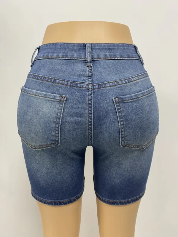 Retro Slim Fit Shorts Denim Pants