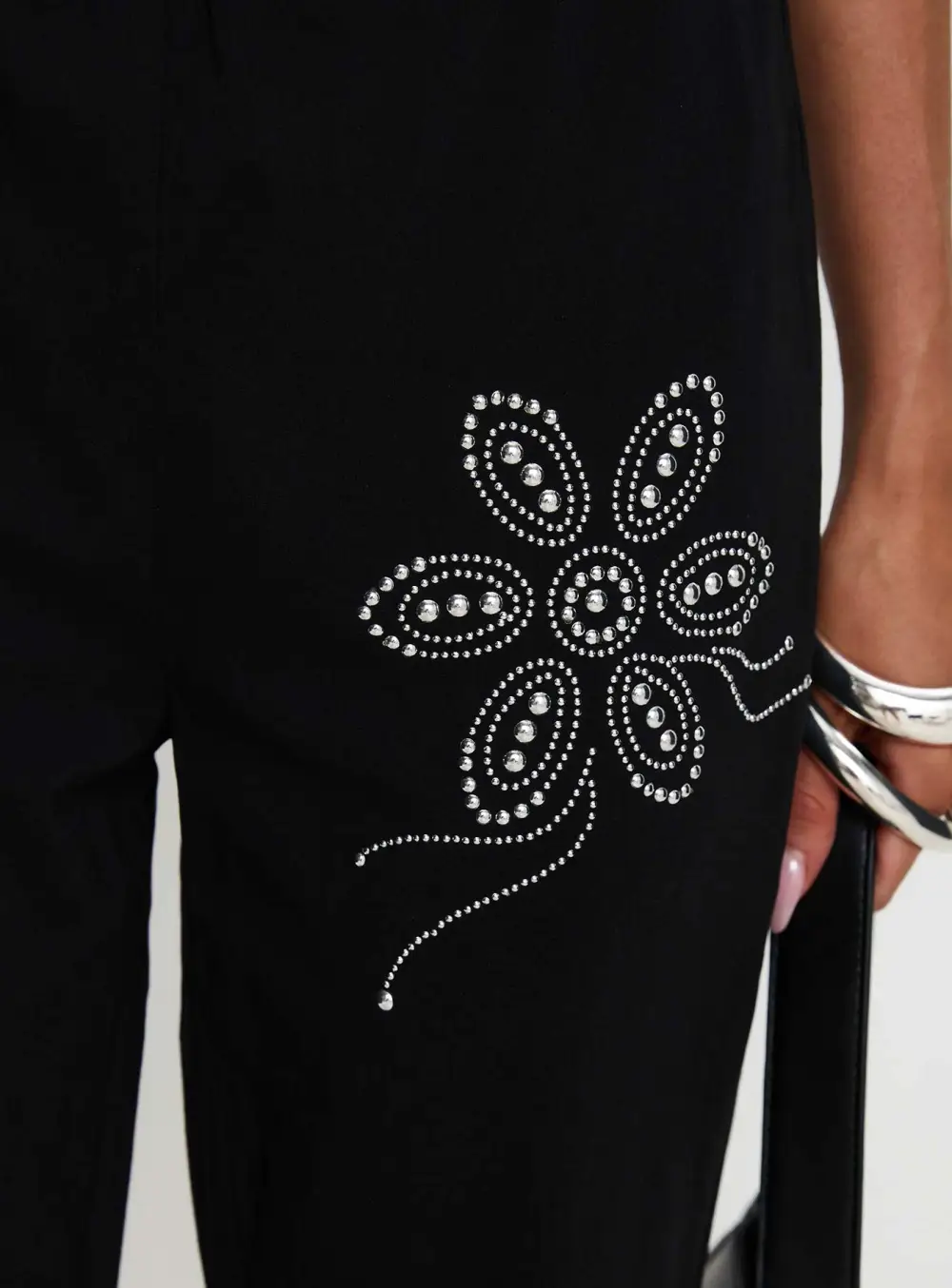 Quotation Diamante Flared Pants
