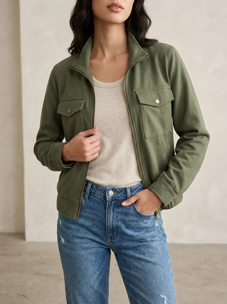 Utility Zip-Front Women's Casual Jacket