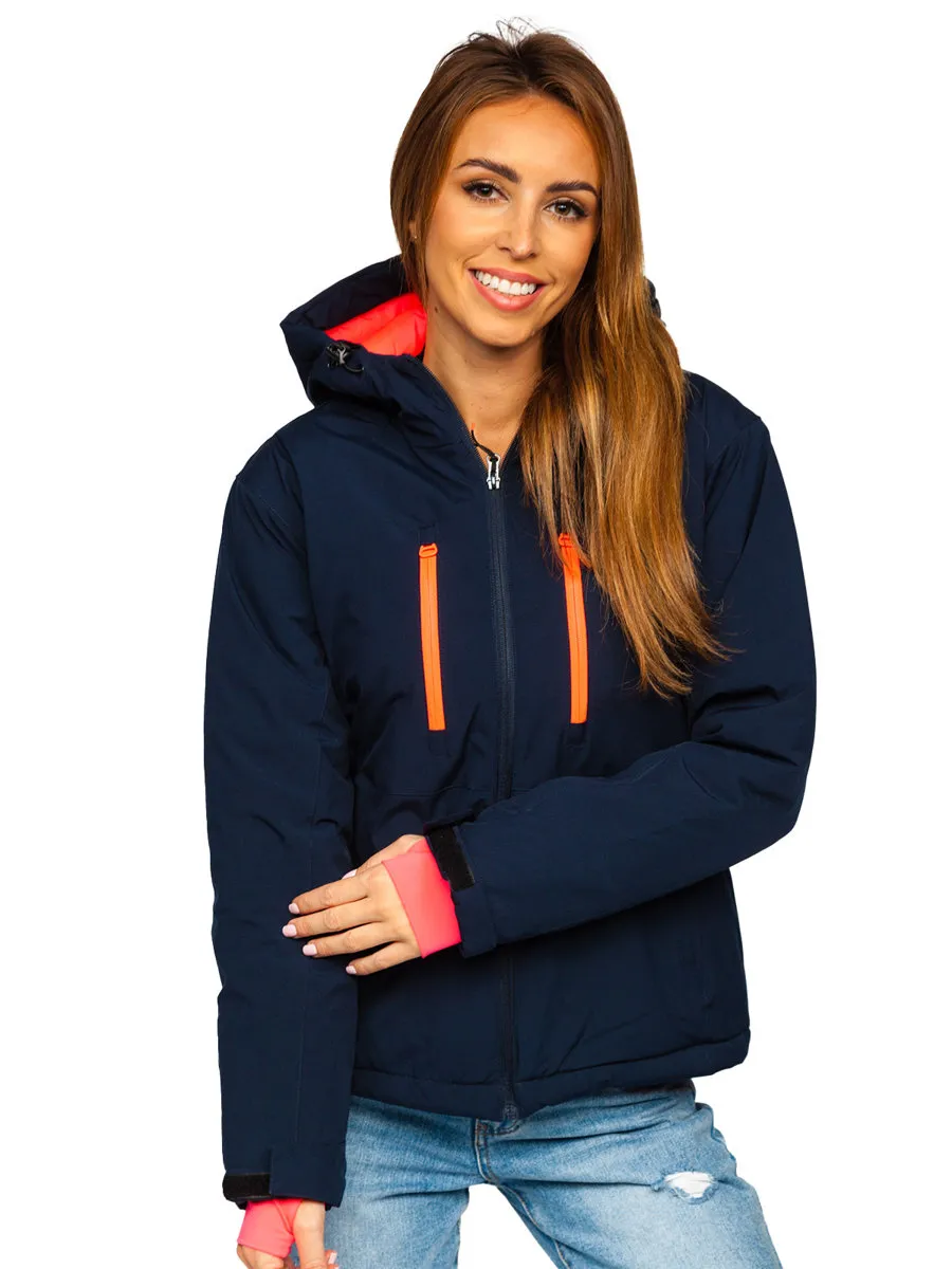 Dark blue women's winter ski jacket