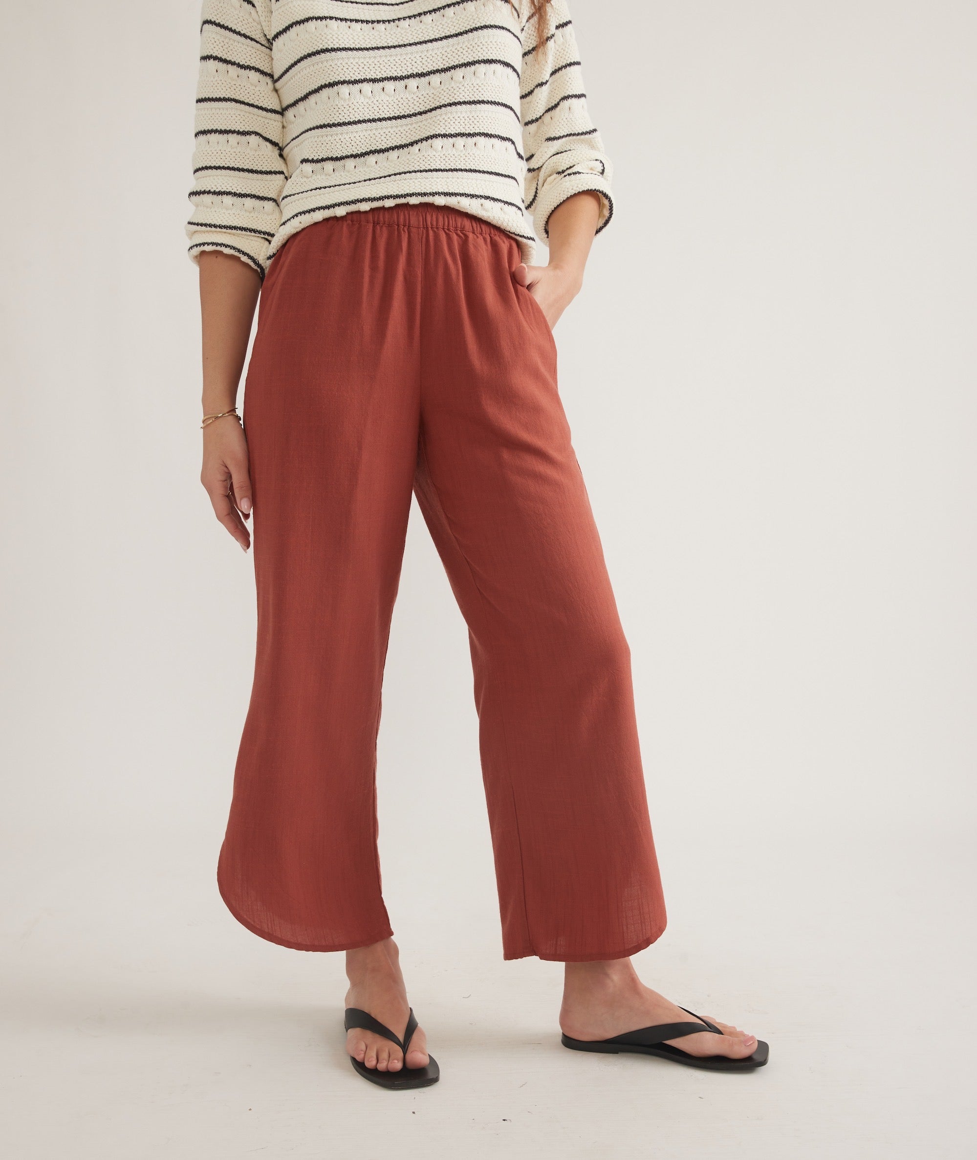 Rust-Colored Wide-Leg Trousers