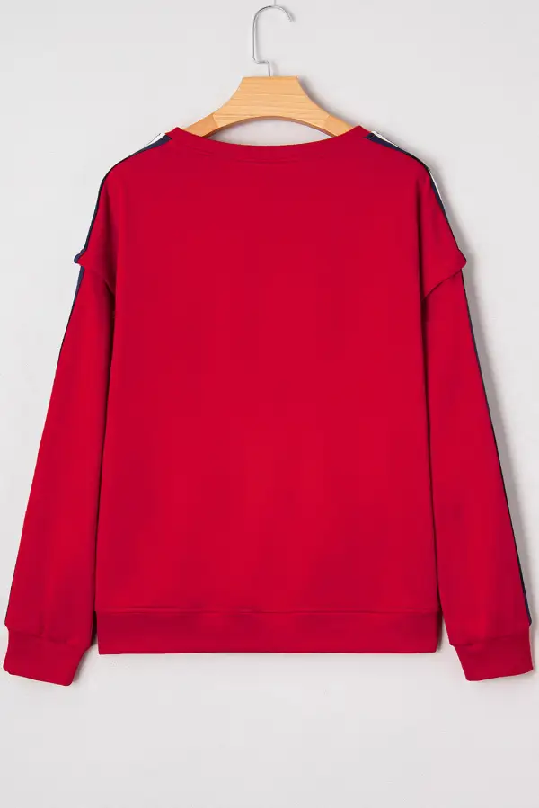 Relaxed Striped Contrast Trim Varsity Stripe Sweatshirt