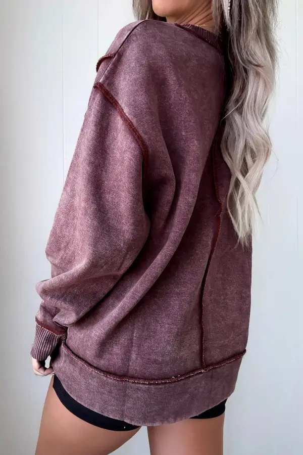 Everyday Mineral Wash Exposed Seam Side Slit Sweatshirt