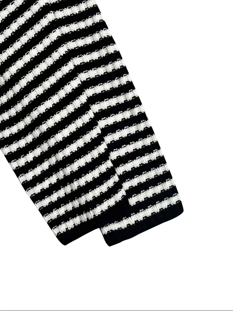 Women's Striped Patchwork Print Batwing Sleeve Split Hem Sweater