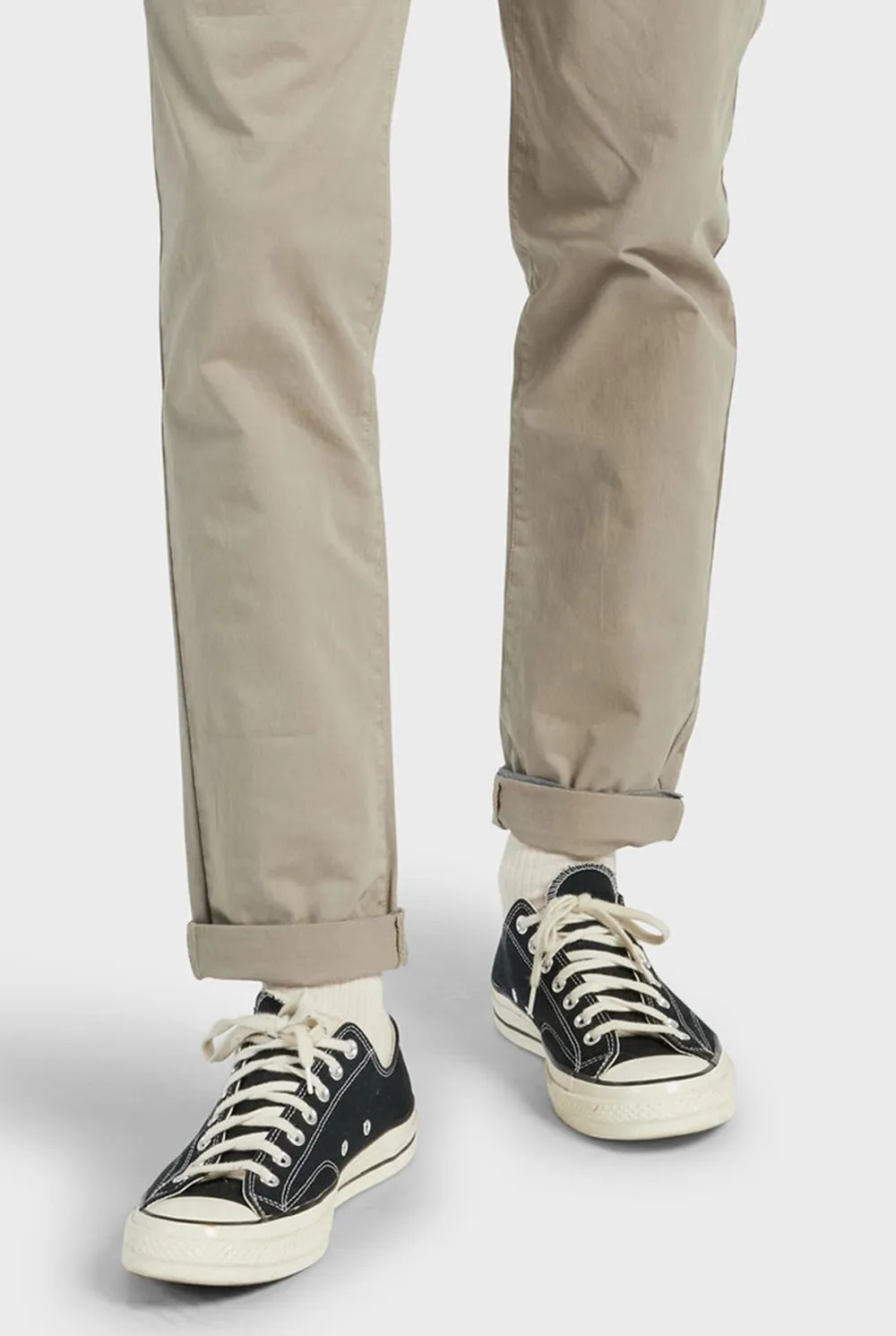 Solid Color Cotton Slim Fit Trousers