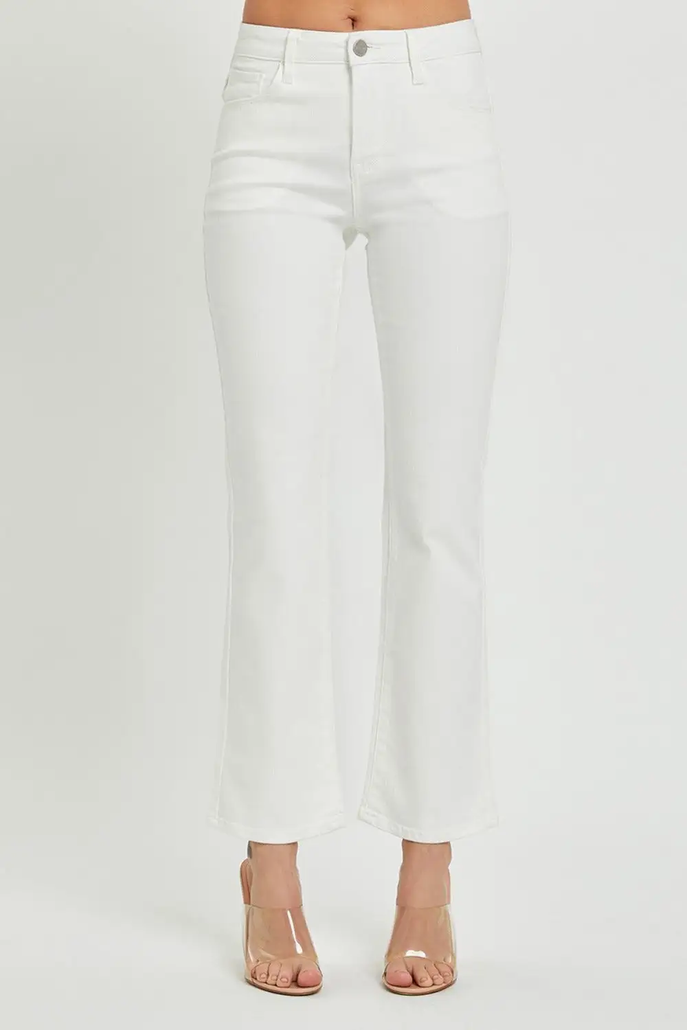 Casual Mid Rise Flare Leg Pocketed Denim Jeans