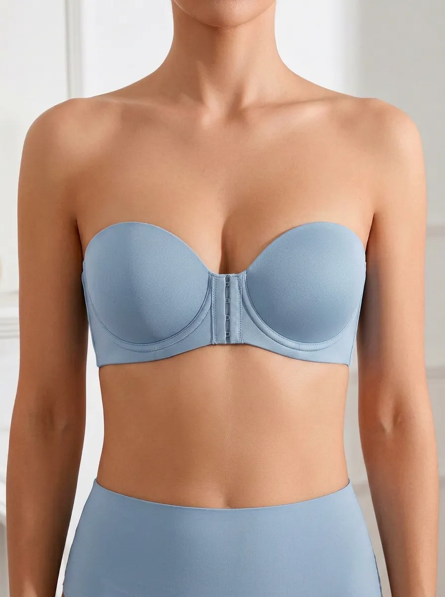 Women's Multi-Clasp Front-Closure Strapless Bra